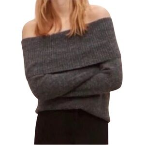 ARITZIA Wilfred Cowl Neck Off Shoulder Sweater Wool Alpaca Grey XXS